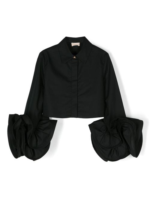 CAMICIA CON MANICHE A VOLANT NERO ELISABETTA FRANCHI La Mia Bambina | EFCA207 0 CA235/N000